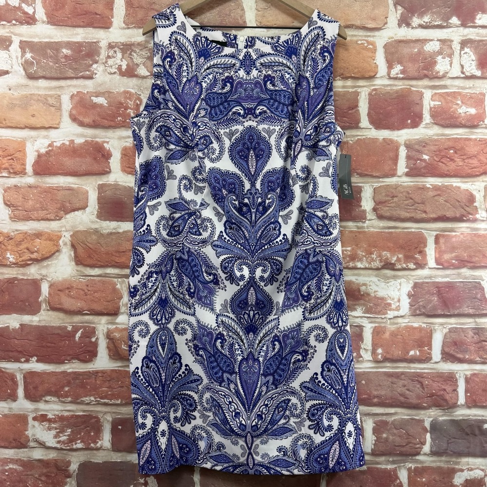 AGB Dress Women's 18W Purple Multicolor Boho Floral Paisley Casual Career Zip Up
